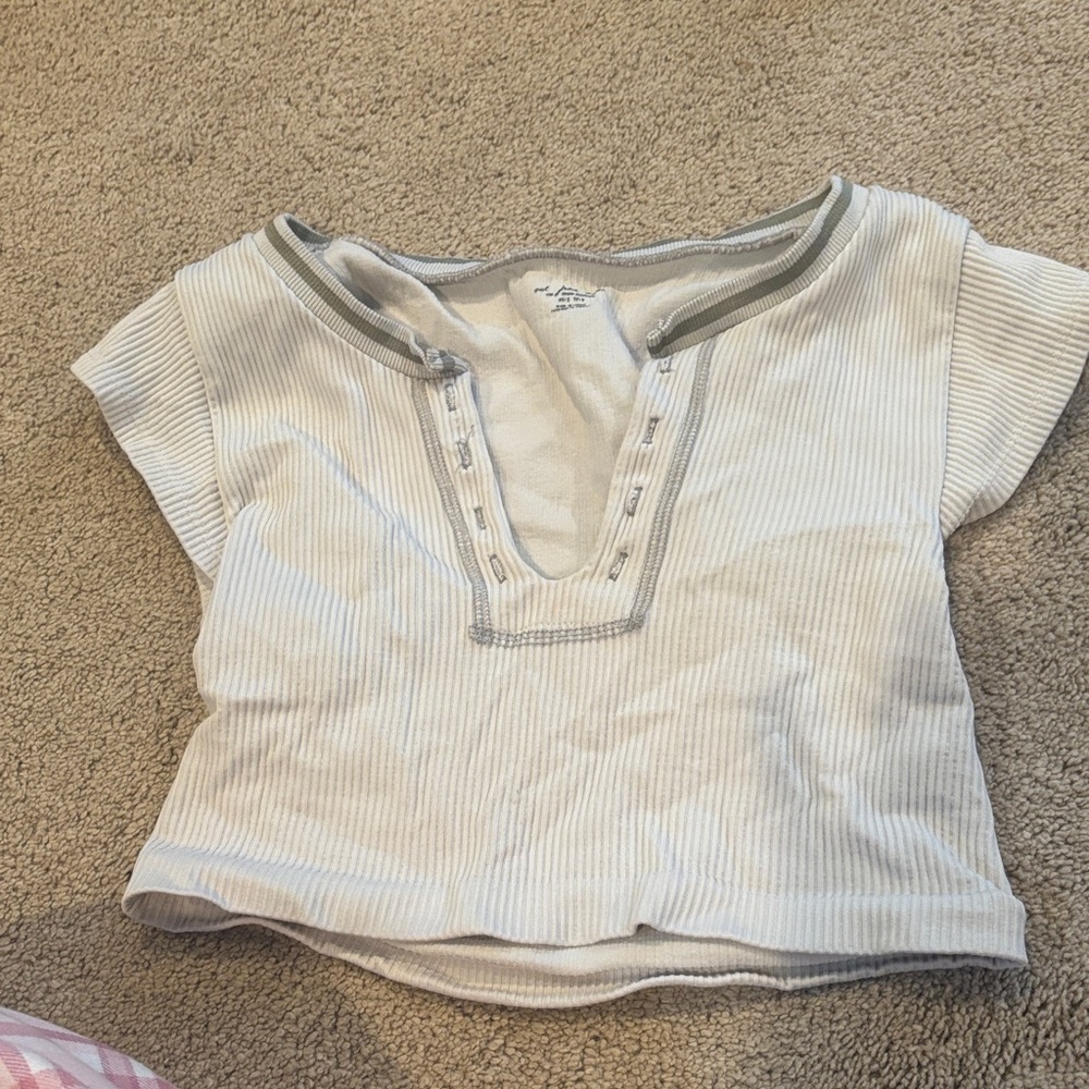 Urban Outfitters White and Gray Crop Top